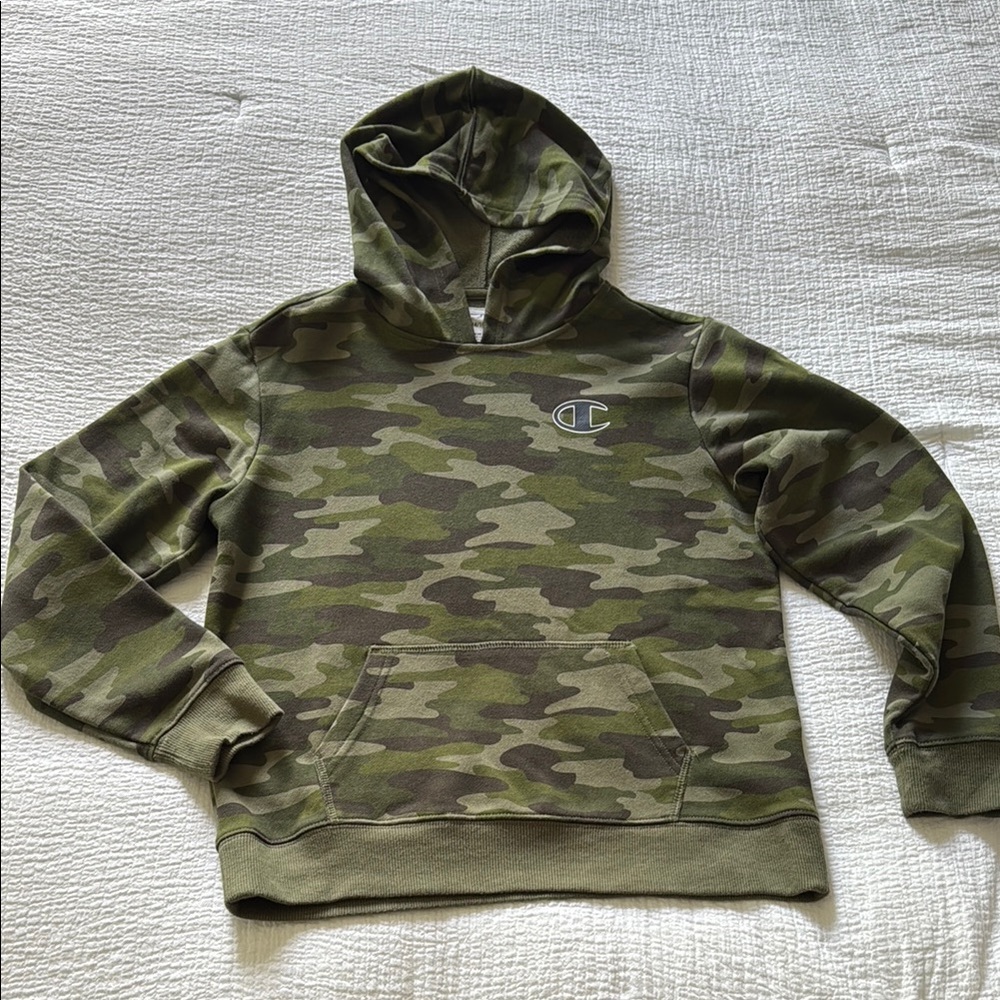 Champion Youth Boys Green Camouflage Hoodie Sweatshirt